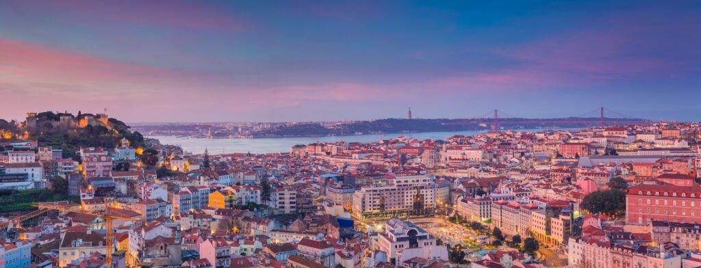 Lisbon-Panorama-Sunrise-Image-Of-Lisbon-Portugal-During-Dramatic-Sunrise