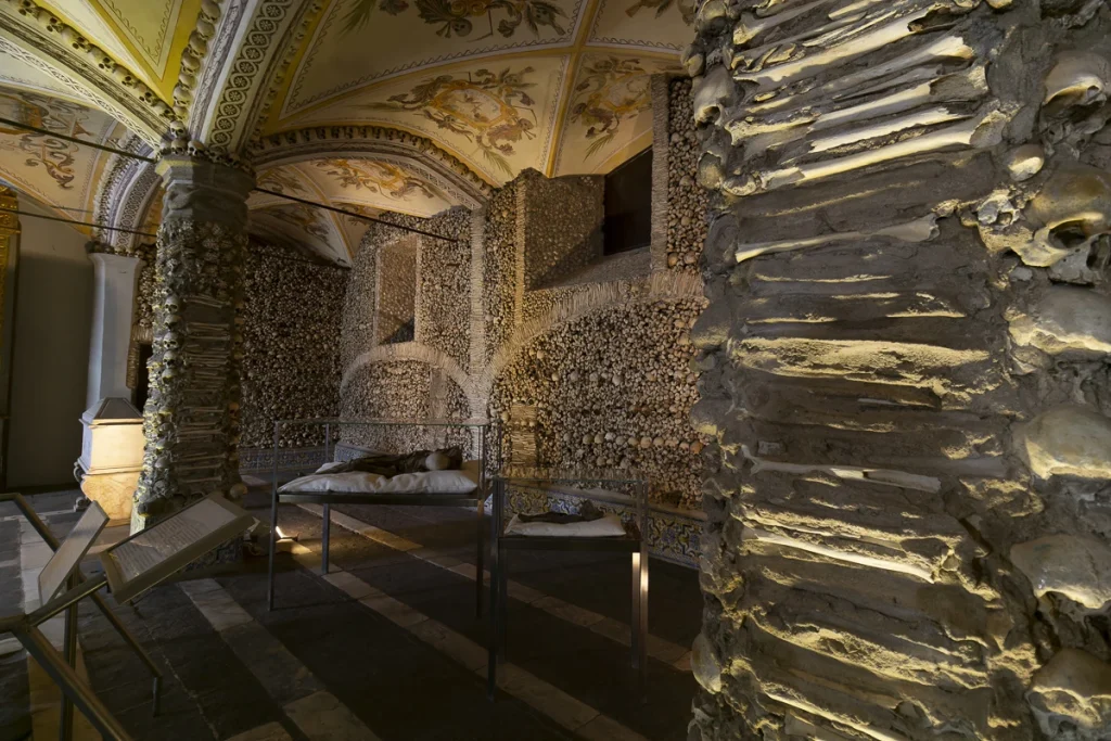 Inside the Chapel of Bones in Portugal